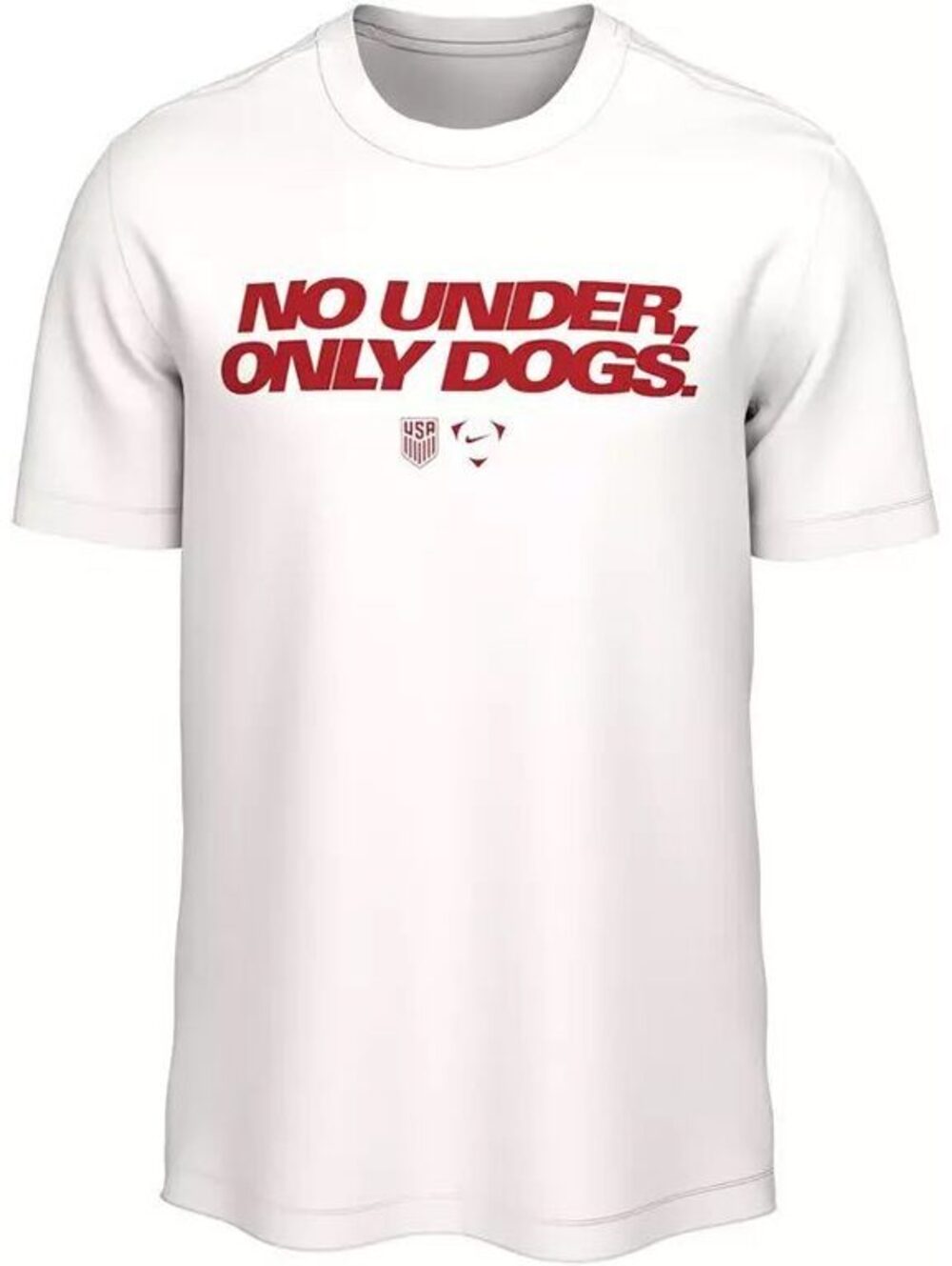 NWOT New Nike Adult USMNT "No Under, Only Dogs." White T-Shirt - Small